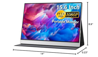 cocopar Portable Monitor 15.6 Inch 1080P Travel Monitor with Speaker HDMI USB-C External Display for Laptop MacBook Surface PC Xbox PS4/5, VESA Mountable, with Cover Stand