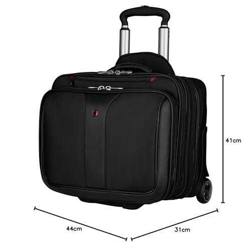 Wenger 600662 Patriot 17 Inch 2-Piece Business Wheeled Laptop Briefcase, Padded Laptop Compartment with Matching 15.4 Inch Laptop Case in Black (25 Litre)