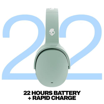 Skullcandy Hesh ANC Wireless Over-Ear Bluetooth Headphones with Extra USB-C Charging Cable, Active Noise Canceling, 22 Hrs Battery, Foldable Lightweight Design, Microphone iPhone Android - Preppy Sage