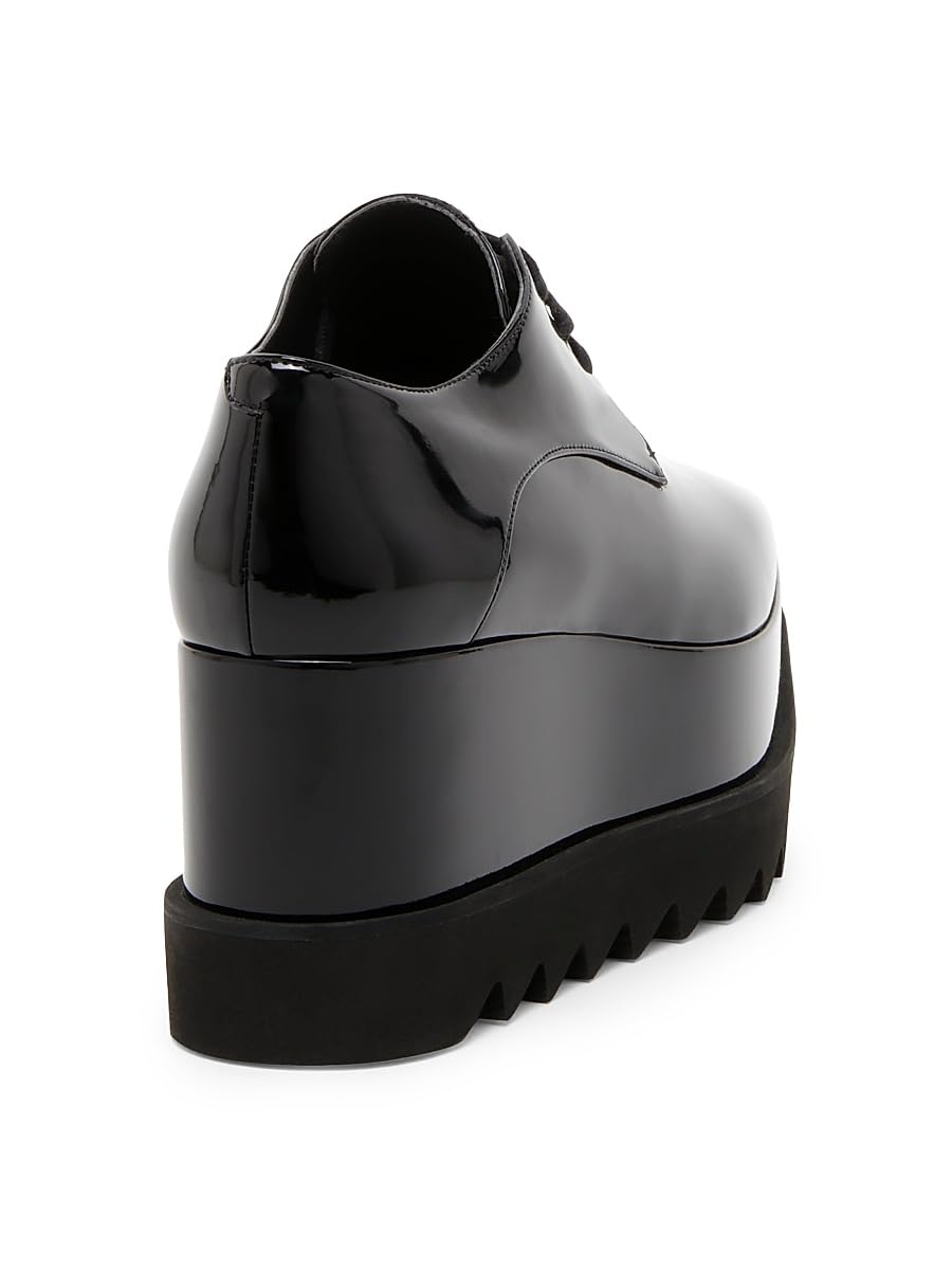 Stella McCartney, Elyse Shiny Patent 75MM Platform Lace-Up Shoes, 36 (6), Black