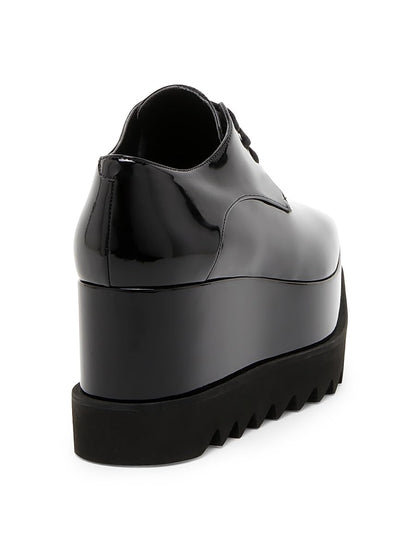 Stella McCartney, Elyse Shiny Patent 75MM Platform Lace-Up Shoes, 36 (6), Black