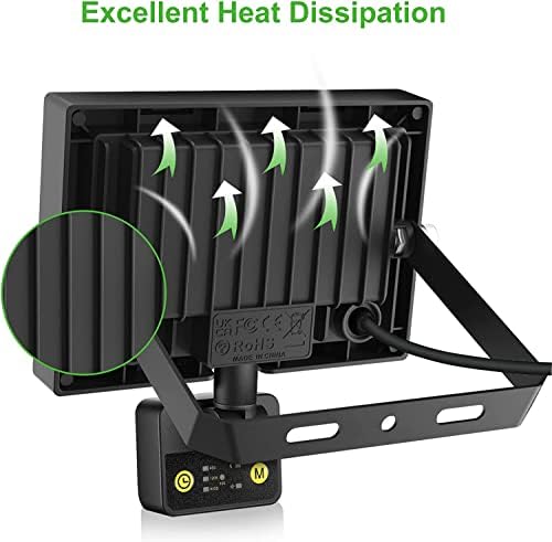 CLV 35W Plug in Security Lights with Motion Sensor, Upgrade 30W Led floodlight with UK Plug, 3000 Lumens IP66 Waterproof PIR Lights Outdoor for Garden, Forecourt, Garage,Pathway, 2700K Warm White