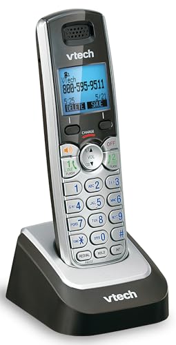 VTech Accessory Handset for DS6151 Series with 2-Line Cordless Phone, Suitable for Small Business or Home, Answering System, Expandable up to 12 Handsets, Intercom, Conference | DS6101 (Black/Silver)