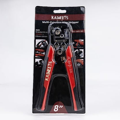 KAIWEETS Wire Strippers Electrical, 3 in 1 Wire Cutters, Electrical Tools Terminal Crimper for Electricians, Circuit, Distribution Box Repair, AWG 10-22, Pressure Adjust Rotary Switch, SK5 Cutter