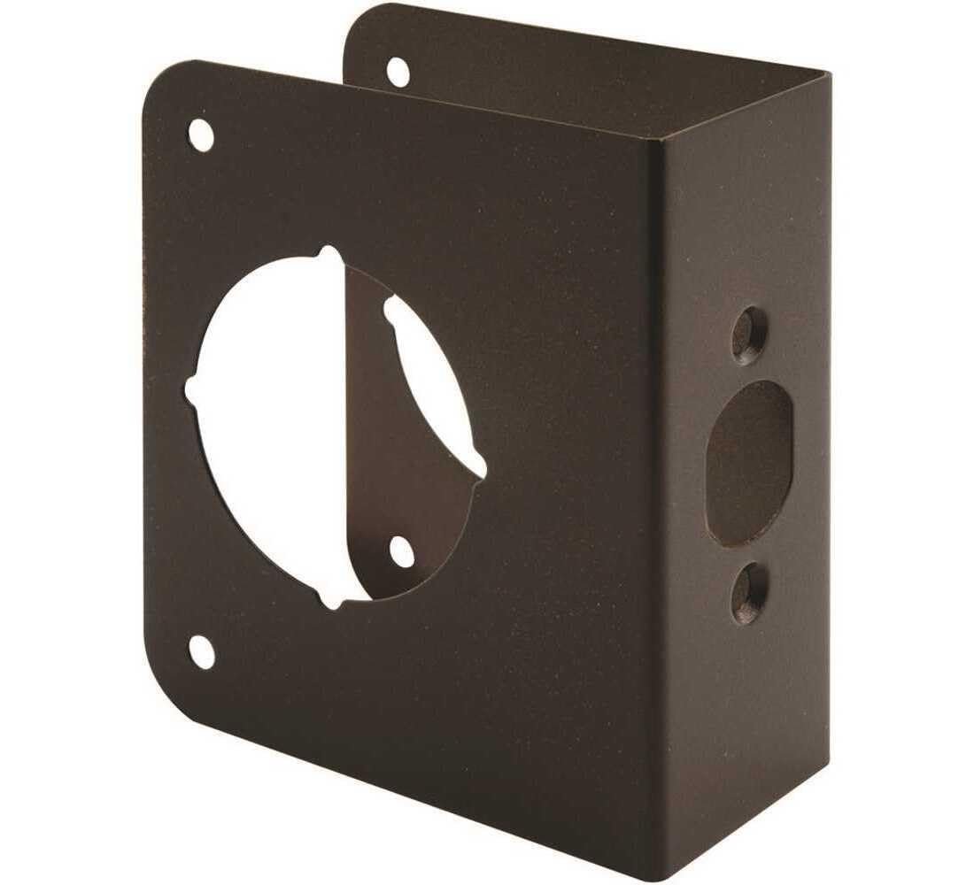 Prime-Line U 10745 Brass Lock and Door Reinforcement Plate for 1-3/4 In. Thick Doors, Bronze Finish (Single Pack)
