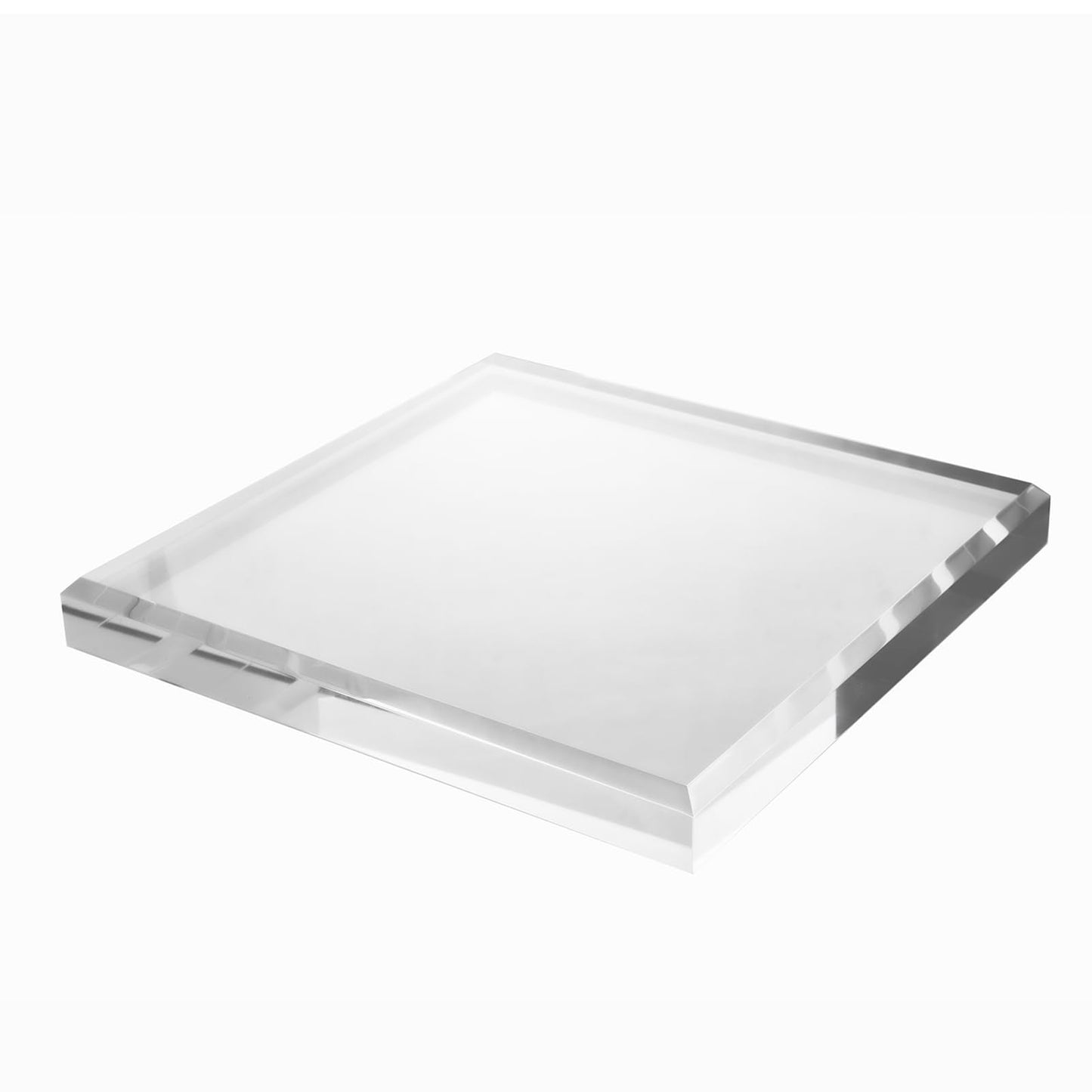 CiaoHER 1in Thickness Beveled Acrylic Square Display Block Clear Polished Pedestal Stand Riser (10x10, 1pack)