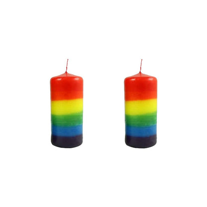 Candlestock Handmade Dripless Rainbow Pillar Candle Sets - 2 Inch and 3 Inch Diameter Pillar Candles (2x4 Pair)