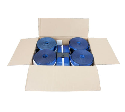 Mytee Products Kinedyne Winch Straps 4" x 30" Blue Heavy Duty Tie Down w/Flat Hooks WLL# 5400 lbs | 4 Inch Cargo Control for Flatbed Truck Utility Trailer (10 Pack)
