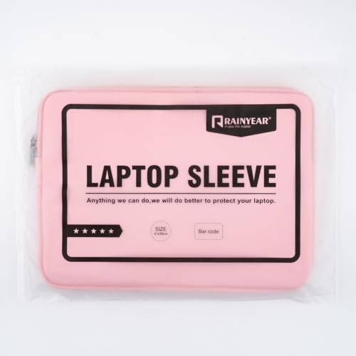 RAINYEAR 13 Inch Laptop Sleeve Soft PU Leather Case Water Resistant Padded Zipper Protective Carrying Bag Compatible with 13.3" Notebook Computer Chromebook Ultrabook(Pink)