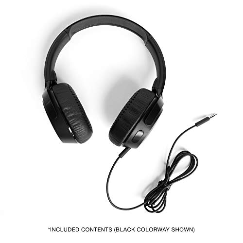 Skullcandy Riff On-Ear Wired Headphones, Convenient for Travel with 3.5mm Plug, Built-In Microphone, Foldable Lightweight Comfortable Design, Durable Headband - Black