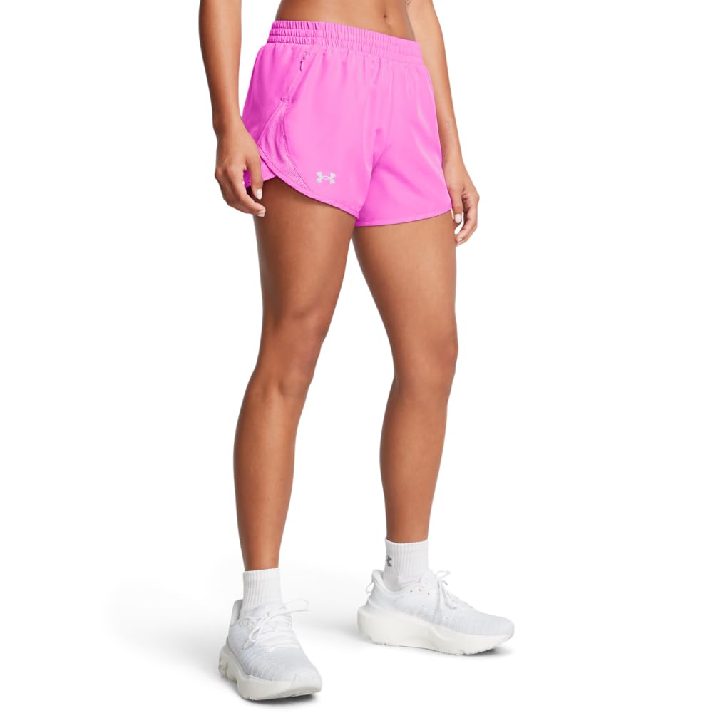 Under Armour Womens Fly by Shorts, (572) Vivid Magenta/Vivid Magenta/Reflective, Large