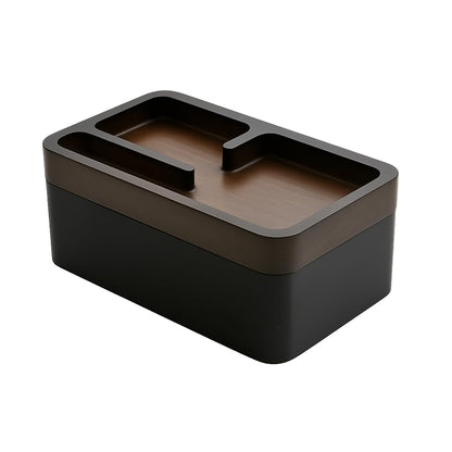 mordeco Revov Tray Box, EDC Valet Tray Box with Authentic Wood Magnetic Rotating Lid, Office Table, EDC Gear Organizer, Home Office, Desk Accessories (Black)