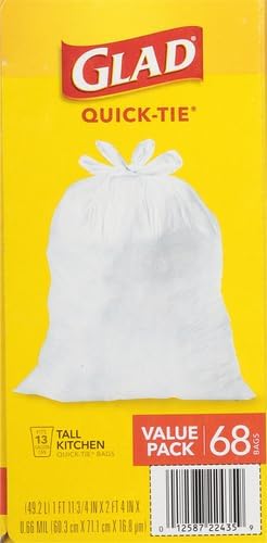 Glad Tall Kitchen Trash Bags 13 Gallon, Unscented Garbage Bags