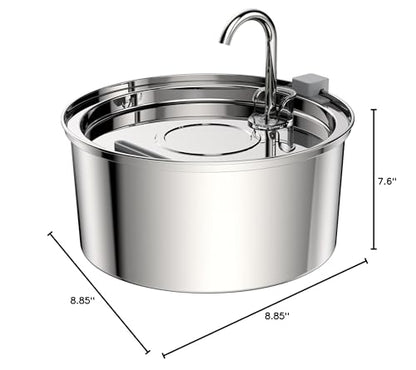 Tomxcute Cat Water Fountain, 3.2L/108oz Automatic Stainless Steel Pet Fountain Dog Water Dispenser, Ultra-Quiet Pump and 3 Replacement Filters & for Cats, Dogs, Multiple Pets