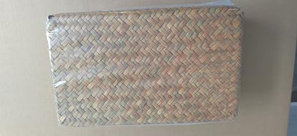 Wicker Storage Basket Woven Rattan Storage Box With Lids Seagrass Laundry Baskets Makeup Organizer For Bathroom, Living Room, Kitchen (M)