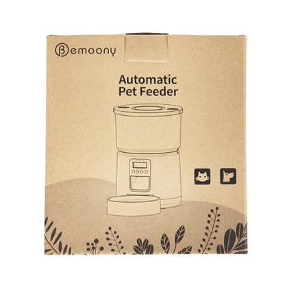 BEMOONY Automatic Cat Feeder, Cat Food Dispenser with 1-6 Meals, Customized Feeding Schedule for Cats & Dogs, Dual Power Supply, Double Lock, 10s Voice, 3L Pet Feeder Including Desiccant Bag, White