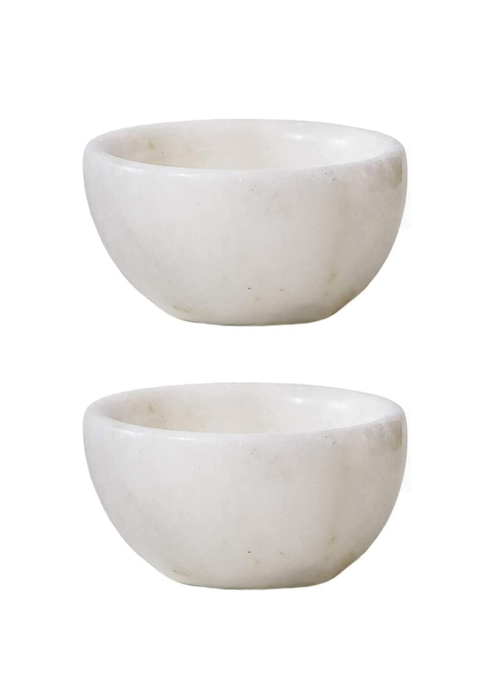 Serene Spaces Living Small White Natural Marble Bowl, Decorative Multi-Purpose Bowl- Use as Centerpiece Bowl, Candle Holder, 1.5" Tall & 3" Diameter, Set of 2