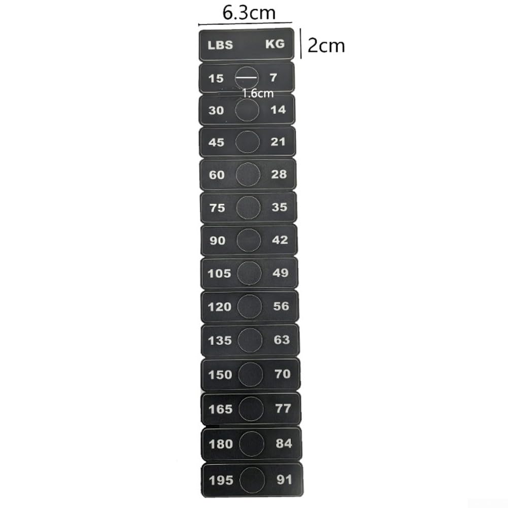 Gym Weight Stack Number Stickers for Fitness Equipment PP Plastic Labels for 15-195 lbs Training Weights Clear Marking for Quick Identification