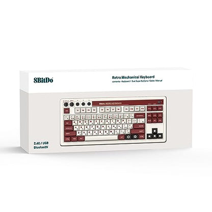 8Bitdo Retro Mechanical Keyboard, Bluetooth/2.4G/USB-C Hot Swappable Gaming Keyboard with 87 Keys, Dual Super Programmable Buttons for Windows and Android - N Edition