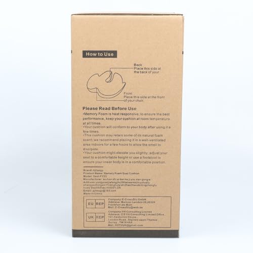 Ajteogy Memory foam Seat Cushion-Ergonomic Tailbone Support, Cushion Engineered for Long-Term Siting-Soft, Supportive, and Breathable