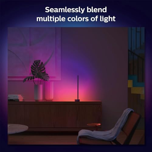 Philips Hue Signe White and Colour Ambiance Gradient Table Lamp [Black], Smart Bedroom Lighting with Bluetooth, Plug-in Lamp Works with Alexa, Google Assistant and Apple Homekit.