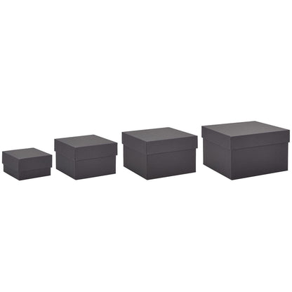 Stockroom Plus 4-Pack Square Nesting Boxes with Lids - Assorted Sizes, 6.5 to 3.5 in - Black - Space-Saving Stacking & Nesting Gift Box Set
