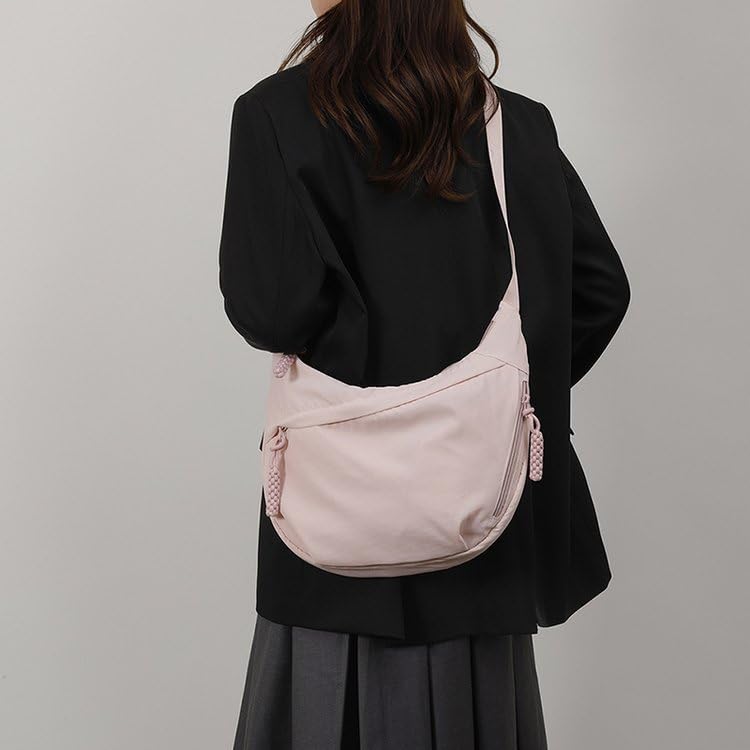 Nylon Crescent Crossbody Bag for Women Shoulder Tote Handbag Casual Sling Bag Dumpling Purse Bag for Outdoor Travel