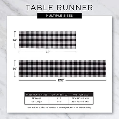 DII Orchard Plaid Collection Linen Tabletop Essentials, Table Runner, 14x72, Taupe/Red