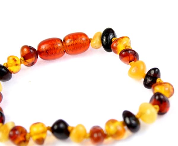 SilverAmber Jewellery UK New Baltic Amber Anklet Bracelet Mix - Handmade 100% Genuine Amber Polished Beads - Premium Quality - Sizes 12-27 CM - (Size: 15 CM)