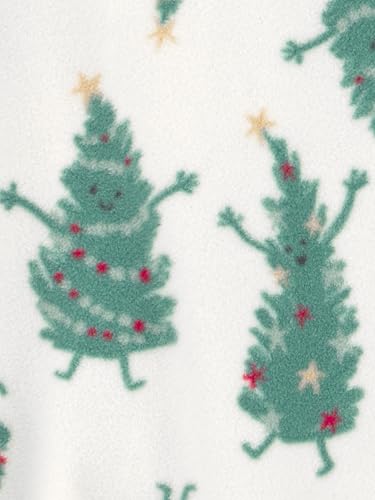 Simple Joys by Carter's Neutral Holiday Loose-fit Fleece Footed Pajamas, Santa & Trees, 3-6 Months