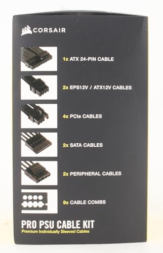 CORSAIR CP-8920224 Premium Individually Sleeved PSU Cables Pro Kit – Black, 2 Year Warranty, White