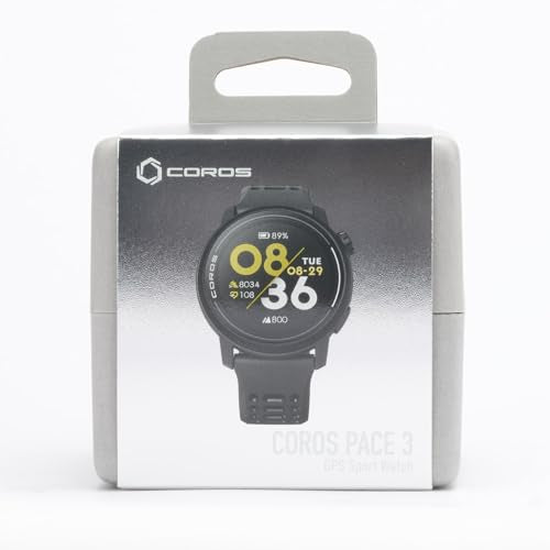 COROS PACE 3 GPS Sport Watch, Lightweight Running Watch, 17-Day Battery Life, Accurate GPS, Heart Rate Monitor, Navigation, Sleep Tracking, Training Plan, Run, Bike, and Ski (Black Silicone)