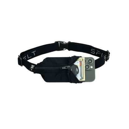 SPIbelt Running Belt Original for Women Men, Phone Holder for Running, Running Fanny Pack, Holder for Phone, Running Waist Pack, Adjustable Waist, [Fits All Phones]. Black with Black Zipper
