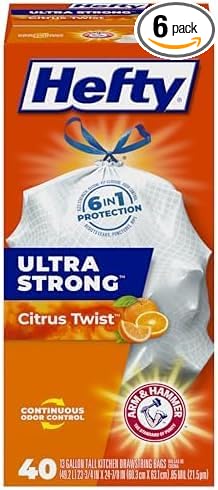 Hefty Ultra Strong Trash Bags 13 Gallon | Tall Kitchen | Drawstring Closure |