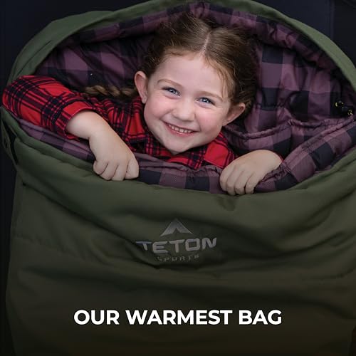 TETON Sports Bridger Canvas Sleeping Bags – Finally, Stay Warm Camping; for Adults and Built to Last, Long (-35F), Green (Plum Poly Liner)