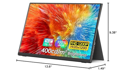 MNN Portable Monitor 15.6inch FHD 1080P USB C HDMI Gaming Ultra-Slim IPS Display w/Smart Cover & Speakers,HDR Plug&Play, External Monitor for Laptop PC Phone Mac (15.6'' 1080P)