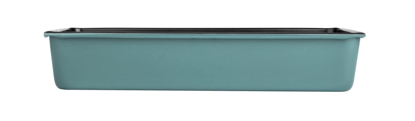 Prestige x Nadiya Roasting Tin Non Stick - Deep Large Baking Tray 33cm x 23cm, Durable Steel, Dishwasher Safe Roasting Tray Bakeware, Blue/Black, 13" x 9", Teal