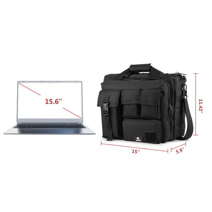 GES 15.6 inch Laptop Bag, Multi-funtion Men's Outdoor Tactical Nylon Shoulder Laptop Messenger Bag,Briefcase Handbags for Camera/Tablet/Notebook (Black)