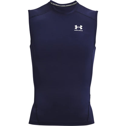 Under Armour Men's Armour HeatGear Compression Sleeveless T-Shirt , Midnight Navy (410)/White, Medium