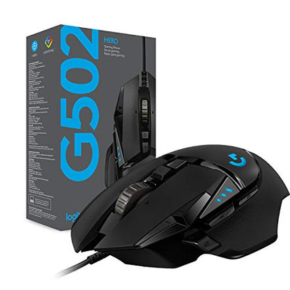 Logitech G502 Lightspeed Wireless Gaming Mouse with Hero 25K Sensor, PowerPlay Compatible, Tunable Weights and Lightsync RGB - Black