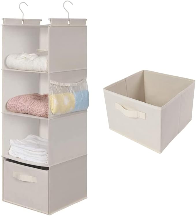 MAX Houser 4-Shelf Hanging Closet Organizer, Space Saver, Cloth Hanging Shelves