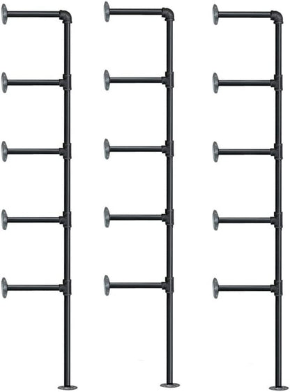 (77"Tall,14"Deep,3pcs) Industrial Retro Wall Mount Iron Pipe Shelf,DIY Open Bookshelf,Hung Bracket,Home Improvement Kitchen Shelves,Tool Utility Shelves, Office Shelves, pipe shelving
