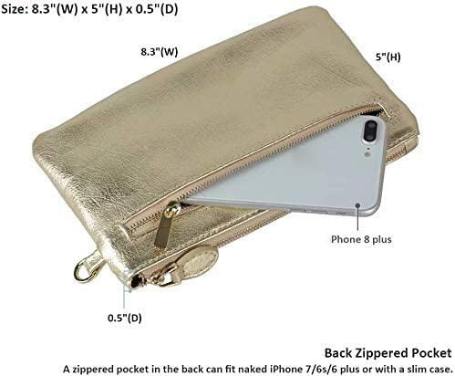 befen 100% Genuine Leather Clutch bags for women,【Small】 Real Leather Ladies Wristlet Purse with Detachable Wrist Strap & Zip Closure for Evening,Holiday, Fit Phone 8 Plus or Phone Less 6.5 Inch