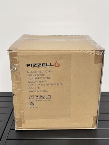 Pizzello Outdoor Pizza Oven Wood Fired 2-Layer Pizza Ovens 12" Outside Pizza Maker with Stone, Pizza Peel, Cover,Removable Cooking Rack for Camping Backyard BBQ (Black)
