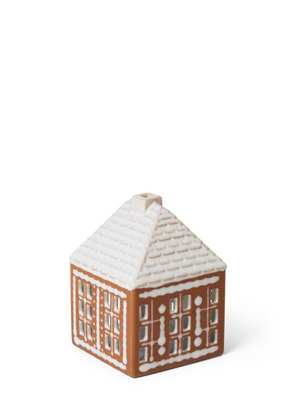 Kahler Gingerbread Lighthouse | Stoneware Tealight Holder | Brown | Small 4.7 Inch