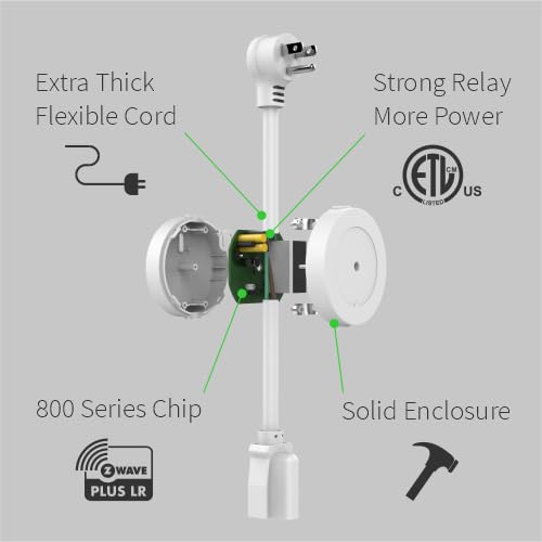 Zooz 800 Series Z-Wave Long Range Smart Plug ZEN04 800LR | Hub Required | Works with the Z-Box Hub, Home Assistant, and Hubitat