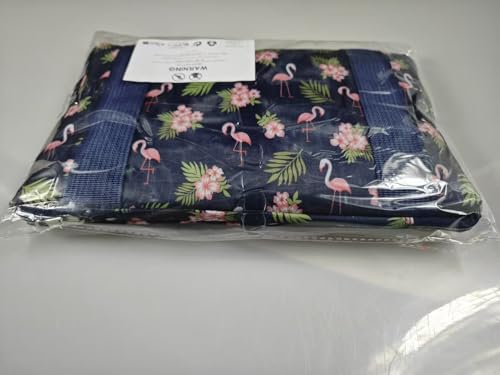Arxus Large Foldable Duffel Tote Carry on Weekend Overnight Travel Bag Over Luggage with Shoulder Strap (Blue Flamingo)