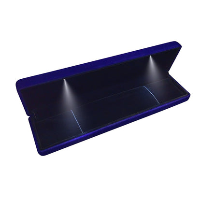 GBYAN Velvet Chain Necklace Box with LED Light, Long Bracelet Storage Case, Jewelry Display Gift Box for Engagement, Anniversary,Wedding and Birthday,Blue