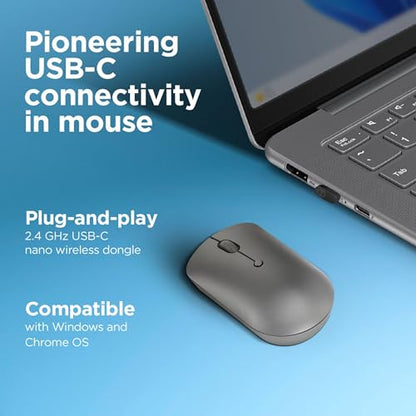 Lenovo 540 Wireless Computer Mouse for PC, Laptop, Computer with Windows or Chrome OS - 2.4 GHz USB-C Wireless Pairing Receiver - Compact Size - 18-Months Battery Life - Ambidextrous -Abyss Blue