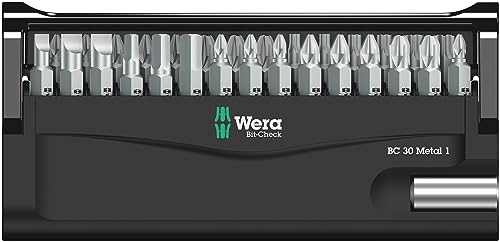 Wera Bit-Check 30 Metal 1 General bit set for drill/drivers, Metal jointing, PZ,PH,Hex-Plus,TX 30 piece, 05057434001